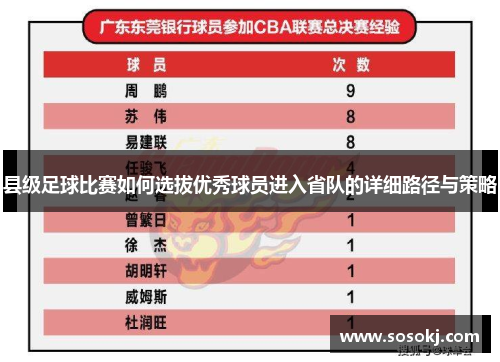 县级足球比赛如何选拔优秀球员进入省队的详细路径与策略