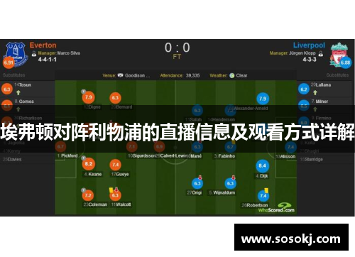 埃弗顿对阵利物浦的直播信息及观看方式详解